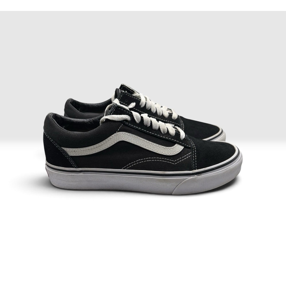 VANS Women's Old Skool Low Top Skate Shoes Sz 8 Black & White Suede/Canvas -2215